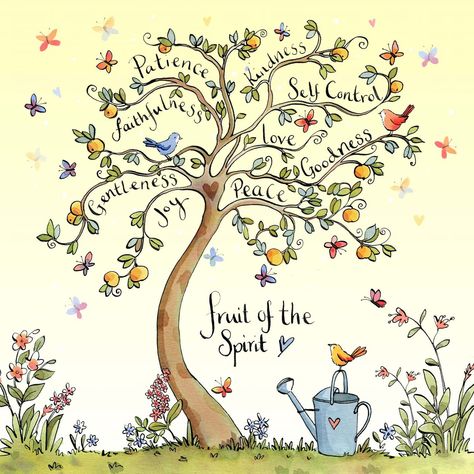 Spirit Drawing, Sunday School Decorations, Christian Greeting Cards, Galatians 5 22 23, Fruits Of The Spirit, Tree Of Life Art, Tree Spirit, Christian Cards, Spirited Art