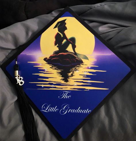 Ariel Graduation Cap, Little Mermaid Graduation Cap, Highschool Graduation Cap Designs, Graduation Hairstyles With Cap, Grad Cap Decorated, Graduation Cap Decoration Diy, High School Graduation Cap, College Graduation Cap Decoration, Grad Cap Designs