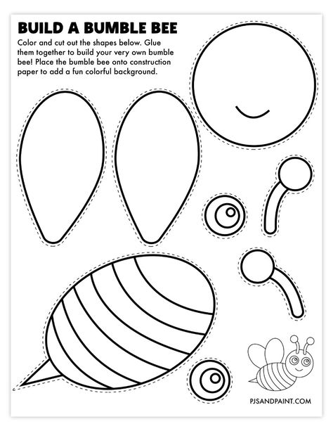 build a bumble bee One Page Craft, Bumble Bee Craft, Bee Crafts For Kids, Elf Crafts, Bee Activities, Bumble Bee Art, School Age Activities, Airplane Crafts, Bee Printables