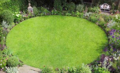 perfect round lawn! Circular Garden Design, Circular Lawn, Areas Verdes, Lawn Edging, Garden Designs, Garden Borders, Back Garden, Green Space, Lawn And Garden