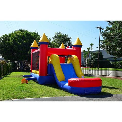 JumpOrange Rainbow Bricks Athletic Bounce House | Wayfair Printing For Kids, House Slide, Bouncy Castle, Backyard Play, Kids Slide, Bounce House, Water Slide, Pvc Vinyl, Party Activities