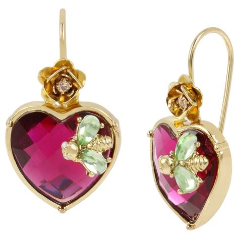 PRICES MAY VARY. Title: Stone Heart Drop Earrings with Pink Faceted Stone, Critter and Flower Detail - Women's Fashion Earrings. Product Type: Departments > Women > Jewelry > Earrings > Drop & Dangle Betsey Johnson Earrings, Gold Jewelry Sets, Bee Earrings, Heart Dangle Earrings, Heart Drop Earrings, Betsey Johnson Jewelry, Fashion Jewelry Earrings, Stone Heart, Heart Earrings Studs