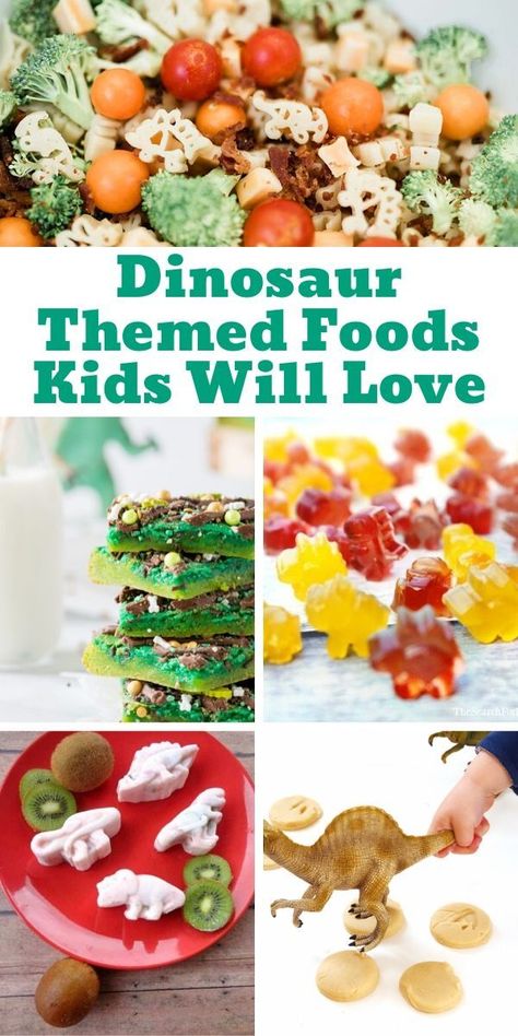 Dinosaur Veggie Tray Ideas, Easy Dinosaur Dessert, Dinosaur Party Photo Backdrop, Dino Appetizers, Dinosaur Themed Meals, Dinosaur Themed Snacks For Kids, Dino Themed Drinks, Healthy Dinosaur Snacks, Dinosaur Dessert Table For Kids