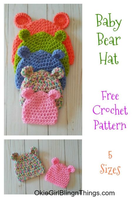 Crochet Baby Bear Hat, Bear Hat Pattern, Crochet Baby Hats Free Pattern, Flower Shawl, Baby Hat Free Pattern, Crochet Baby Hat Patterns, Baby Hat Patterns, Bonnet Crochet, Crochet Beanie Pattern