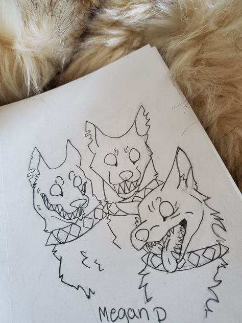 A Cerberus drawing Cerberus Drawing Sketch, Cerberus Sketch, Cerberus Oc, Cerberus Drawing, Hades Mythology, Cerberus Art, Creepy Animals, Drawing Things, Sketchbook Inspo