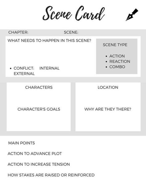 Novel Writing Scene Card Nanowrimo is right around the corner! Use this simple novel writing worksheet to help you get ready. Includes 1 pdf - Print as many as you need! Friendly Reminder: No physical product will be shipped, and files are for personal use only. Colors may vary Novel Template, Scene Writing, Writing Printables, Writing Plot, Creative Writing Tips, Writing Crafts, Writing Templates, Writing Worksheets, Book Writing Tips