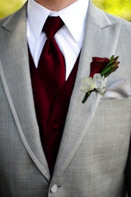 Men’s Burgundy Wedding Attire, Chianti Wedding Color Scheme Groomsmen, Christmas Wedding Suits Groom Attire, Christmas Wedding Tuxedo, Grey And Burgundy Suit, Christmas Wedding Mens Attire, Fall Tuxedo Wedding, Merlot Wedding Colors, Burgundy Wedding Suit