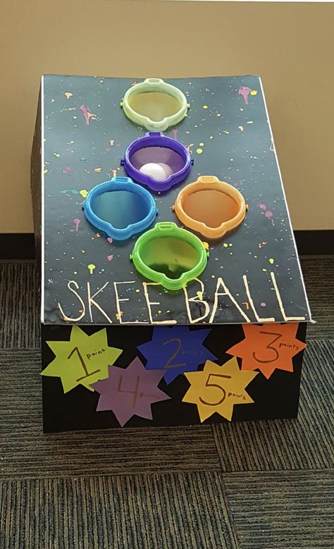 Homemade Skeeball game!! Homemade Skee Ball Game, Skeeball Diy, Skee Ball Diy, Diy Skee Ball, Classy Halloween Costumes, Fluff Desserts, Skee Ball, Classy Halloween, Carnival Games