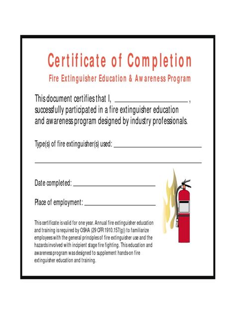 Fire Extinguisher Certificate Template Certificate Of Recognition Template, Fire Safety Training, Create Certificate, Graduation Certificate Template, Certificate Format, Free Certificate Templates, Training Certificate, Word 2007, Printable Certificates