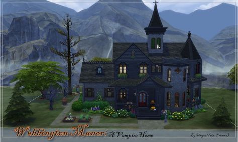 Mod The Sims - Webbington Manor: A Vampire Home Sims 4 Vampire House, Sims4 Lots, Vampire House, Sims Builds, Bee Hives, Sims Ideas, Casas The Sims 4, Sims Building, Hidden Rooms