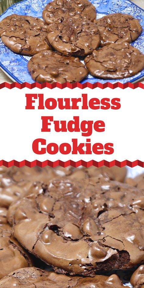 Flourless Fudge Cookies, Flourless Cookies Chocolate Chips, Cookie Recipes Without Flour, Flourless Sugar Cookies, Baking Recipes Without Flour, Desserts Without Flour, No Flour Desserts, Cake Flour Cookies, Recipes Without Flour