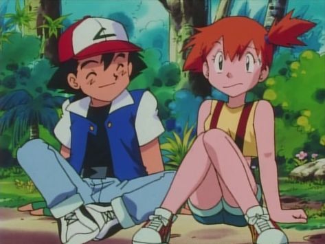 Ash And Misty Fanart, Girl Duo Costumes, Misty Fanart, Pokemon Misty, Pokémon Ships, Ash Misty, Pokemon Ash And Misty, Pokemon 2000, Ash And May