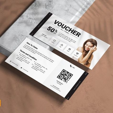 Fashion Voucher Corporate identity template Corporate Identity Creative Coupon Design, Fashion Voucher Design, Vouchers Design, Coupon Design Ideas, Discount Voucher Design, Voucher Design Coupon, Voucher Design Ideas, Tickets Design, Voucher Card