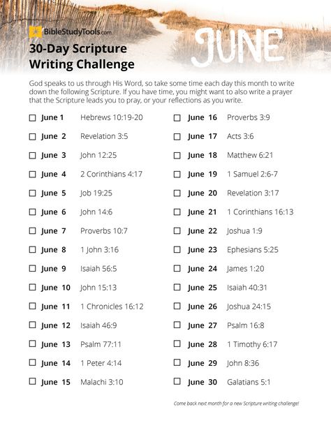 June's 30-Day Scripture Writing Challenge - Inside BST Bible Marriage, Gods Wisdom, Bible Tools, Bible Verse Memorization, Scripture Writing Plans, Scripture Writing, Writing Plan, Writing Guide, Bible Study Tips