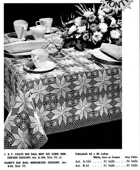 Vintage Filet Crochet, Tablecloth Pattern, Crochet Tablecloth Pattern, Vintage Crochet Patterns, Crochet Bedspread, Vintage Crochet Pattern, Crochet Vintage, Crochet Simple, Tulip Design