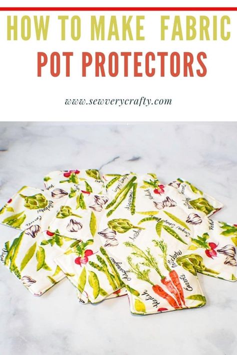 How to Make Fabric Pot Protectors - Pot Protectors Patterns, Pot Protectors, Cute Sewing Projects, Beginner Sewing, Diy Pots, Crafty Mama, Sew Easy, Fabric Yarn, Diy Quilt