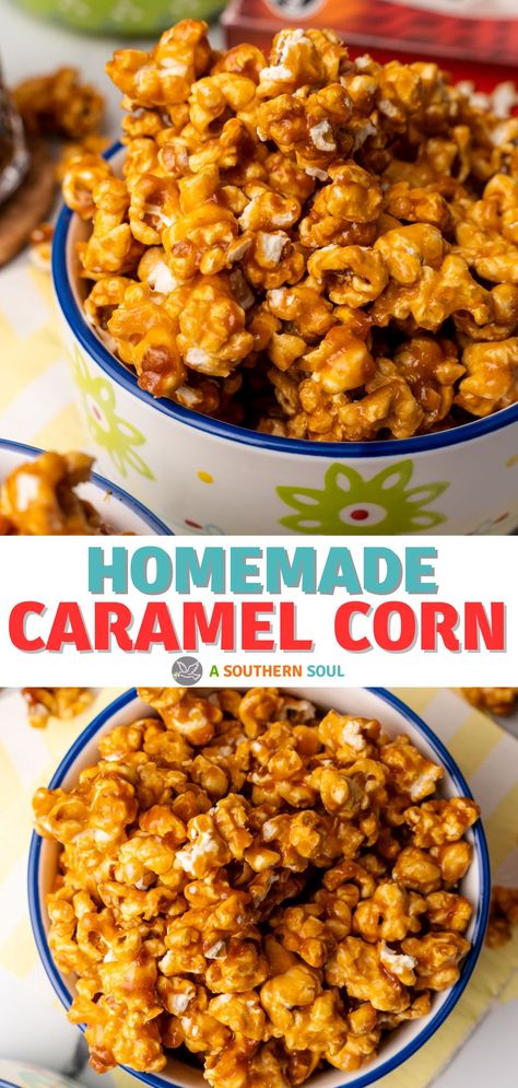 Easy Homemade Caramel Corn Carmel Corn Recipe, Homemade Caramel Popcorn, Homemade Caramel Corn, Crunchy Caramel, Popcorn Recipes Easy, Caramel Corn Recipes, Popcorn Recipes Caramel, Pistachio Pudding, Corn Recipe