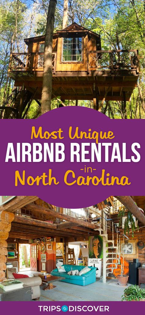 Stay somewhere truly unique in these North Carolina Airbnb rentals Unique Airbnb, North Carolina Attractions, North Carolina Vacations, North Carolina Travel, Airbnb Rentals, Tree Hill, On The Road Again, Vacation Places, Weekend Trips