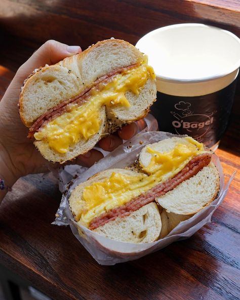 Bagel With Egg, Pork Roll Egg And Cheese, Egg And Cheese Bagel, Healthy Quiche, Bacon Egg Cheese, Cheese Bagels, Pork Roll, Sweet Breakfast Treats, Cheese Breakfast