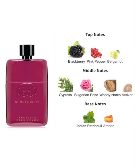 Black Currant Perfume, Gucci Guilty Absolute, Perfume Suggestions, Diy Perfumes, Perfume Combos, Perfume Wishlist, Perfume Notes, Gucci Guilty, Lovely Perfume