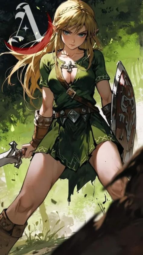 Female Link Fanart, Fem Link, Zelda Pictures, Female Link, Princess Zelda Art, Female Warrior Illustration, Los 90s, Legend Of Zelda Characters, Zelda Cosplay