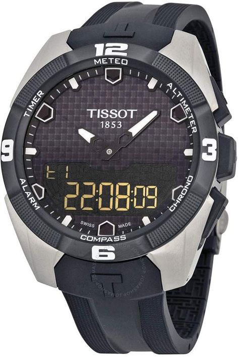 Tissot T-Touch Expert Solar Black Rubber Men's Watch T0914204705100 Tissot T Touch, Compass Watch, Solar Watch, Movado Watch, Tissot Watches, Titanium Watches, Breitling Watches, Rubber Watches, Casual Watches