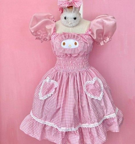 My Melody Dress, Sanrio Dress, Hello Kitty Outfits, Sanrio Clothes, Dress Kawaii, Punk Style Outfits, Estilo Harajuku, Hello Kitty Dress, Hello Kit