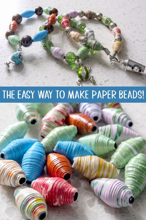 Paper Beads Diy, Magazine Beads, Paper Bead Bracelet, Make Paper Beads, Paper Beads Necklace, Paper Bead Jewelry, Magazine Crafts, Easy Jewelry, Make Paper