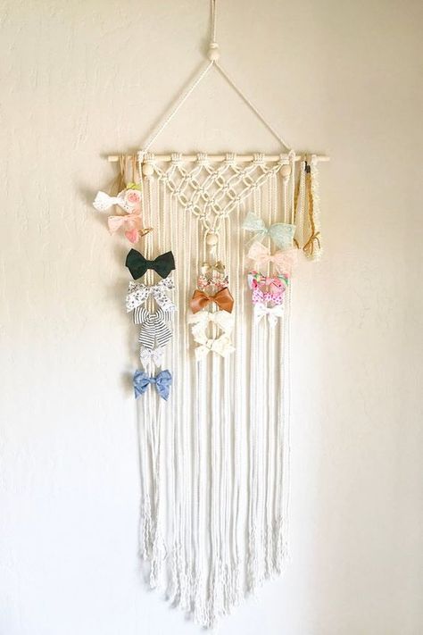 boho bow holder Boho Bow Holder, Hair Bow Hanger, Hair Accessories Storage, Boho Macrame Wall Hanging, Bow Hanger, Bow Organizer, Organizing Hair Accessories, Hair Accessories Boho, Hair Bow Holder