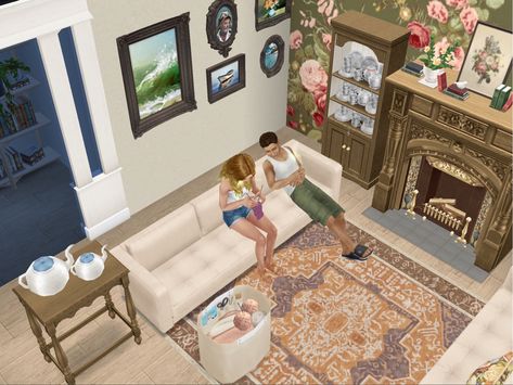 Cottage update furniture in this Farmhouse Living Room #simsfreeplay #interiordesign #kitch #cottage Update Furniture, Casas The Sims Freeplay, Living Room Design Layout, Sims Houses, Sims Free Play, Sims Freeplay, Farmhouse Living Room, Free Play, Cottage House