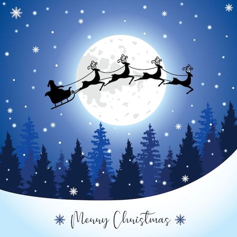 Santa claus with sleigh and reindeer sil... | Premium Vector #Freepik #vector #winter-card #christmas-abstract #christmas-art #christmas-snow Christmas Art Santa, Santa Claus In The Sky, Santa And Sleigh Drawing, Santa Claus With Reindeer Drawing, Santa Claus Painting Christmas Art, Christmas Silhouette Art, Santa And Sleigh Silhouette, Santa Clause Paintings, Santa Claus Silhouette