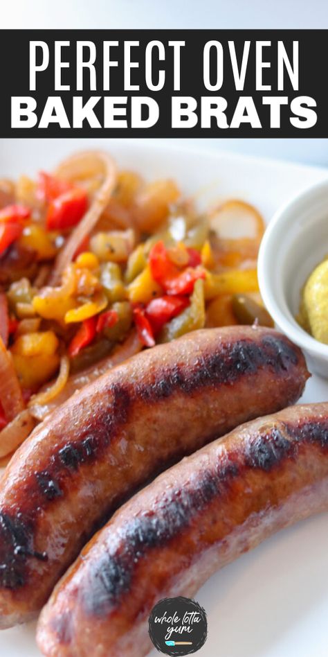 Oven Baked Brats, Baked Brats, Bratwurst In The Oven, Brats In The Oven, Bratwurst Oven, Cooking Brats, Baked Bratwurst, How To Cook Bratwurst, Keto Sausage Recipe