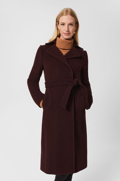 Immaculately cut, your forever wardrobe starts with our iconic tailored Tilda coat. Dry clean only. Main 100% Wool. Lining 55% Polyester, 45% Viscose. Hobbs Coat, Long Coats, Purple Plum, British Fashion, Belted Coat, Green Coat, Wool Blend Coat, Women's Coats, Women's Coats & Jackets