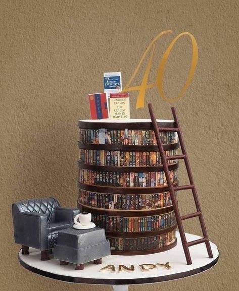 Library Cake, Chess Cake, Planet Cake, Cookie Recipes Decorating, Fondant Cake Designs, Book Cakes, Book Cake, 40th Birthday Cakes, Special Occasion Cakes