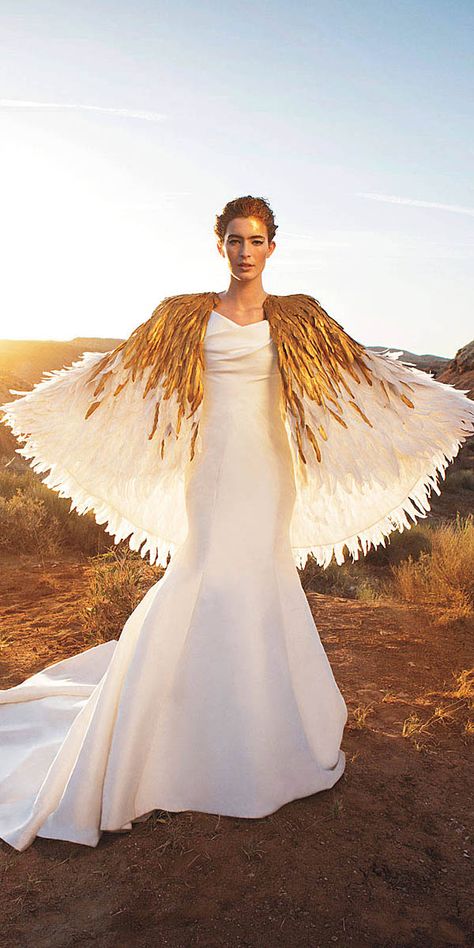 Feather wedding dresses