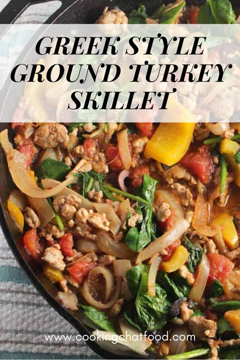 This healthy Greek Style Ground Turkey Skillet recipe with Spinach features Mediterranean flavor from olives, feta cheese and lemon juice. Try this easy recipe for a healthy skillet meal as a busy weeknight recipe! Ground Turkey Skillet, Healthy Skillet Meals, Turkey Skillet, Healthy Skillet, Turkey Spinach, Greek Turkey, Ground Turkey Recipes Healthy, Mediterranean Diet Recipes Dinners, Easy Skillet Meals