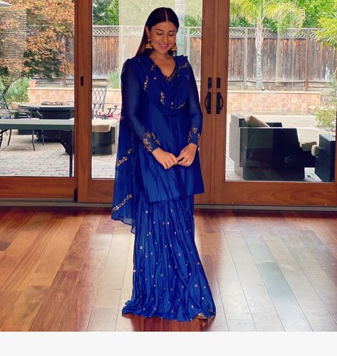 The Grand Trunk ( Komal Sodhi) (@thegrandtrunk_official) • Instagram photos and videos Royal Blue Sharara, Blue Indian Outfit, Blue Sharara Suit, Astha Narang, Blue Sharara, Ramp Walk, Easy Clothing, Usa Trip, Indian Bridal Sarees