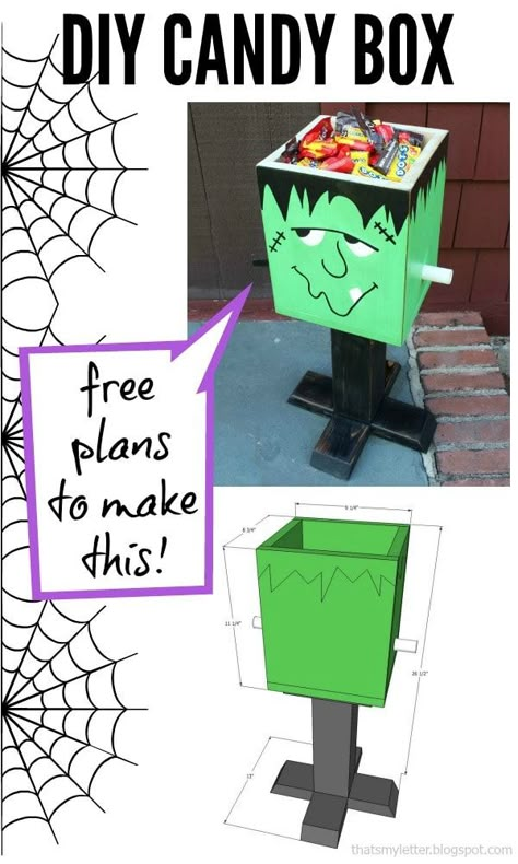 Diy Frankenstein, A Lot Of Candy, Halloween Candy Box, Skeleton Witch, Ryobi Tools, Fall Wood Crafts, Pumpkin Skeleton, Halloween Character, Halloween Wood Crafts