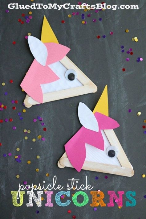 Popsicle Stick Unicorns - Kid Craft Diy With Kids, Unicorn Craft, Popsicle Crafts, Unicorn Crafts, Unicorn Kids, Kid Craft, Popsicle Stick Crafts, Daycare Crafts, Popsicle Stick