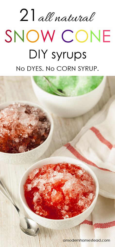 Diy Snow Cone, Sno Cone Syrup, Homemade Snow Cones, Shaved Ice Syrup, Snow Recipe, Snow Cone Syrup, Diy Snow, Artificial Dyes, Snow Cone