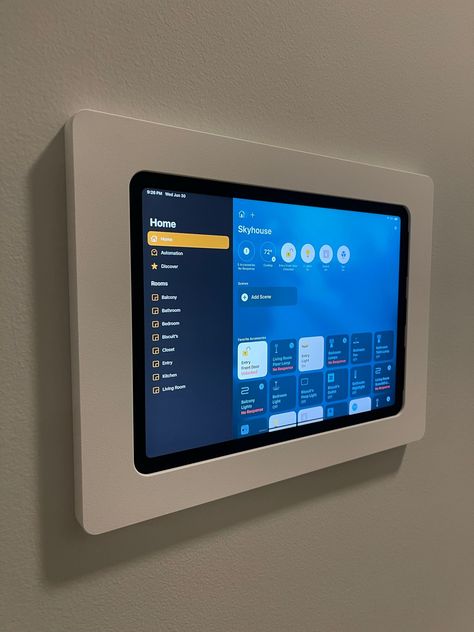 With our On-Wall Slim Mount you can create a touch-screen control center for your favorite home automation app. Snap off the front face plate to easily retrieve your iPad whenever you want! #VidaBox #OnWallSlimMount #iPadWallMount #TabletWallMount #HomeAutomation Modern Front Elevation Design, Modern Front Elevation, Ipad Wall Mount, Teknologi Futuristik, Front Elevation Design, I Can Control, Eksterior Modern, Smart House, التصميم الخارجي للمنزل