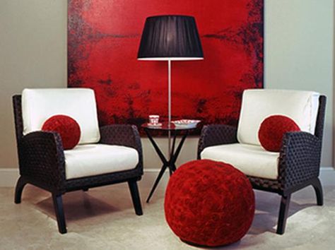 Red Living Room Decor, Red Interior Design, Red Wall Decor, Red Living, Red Painting, Living Room Red, Red Wall, Red Decor, Red Rooms