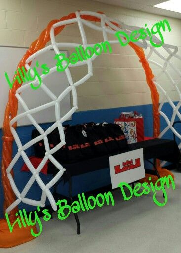 Basketball Hoop balloon arch Hoop Balloon Arch, March Madness Parties, Ball Birthday Party, Basketball Baby Shower, Basketball Theme Party, Basketball Decorations, Basketball Birthday Parties, Ball Birthday Parties, Basketball Party