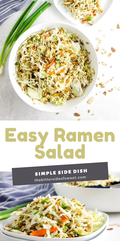 Easy Ramen Salad, Coleslaw Ramen Noodle Salad Easy, Asian Ramen Salad Easy, Orential Salad With Ramen Noodles, Top Ramen Salad Recipes, Chinese Ramen Salad, Ramon Noodles Salad Easy, Japanese Salad With Ramen Noodles, Ramen Coleslaw Salad