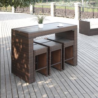 Small Outdoor Furniture, Furniture Sets Design, Small Balconies, Small Patio Furniture, Wicker Bar Stools, Resin Patio, Bar Exterior, Outdoor Patio Table, Patio Bar Set