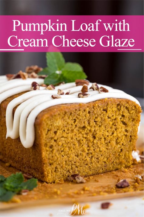 Delicious Pumpkin Loaf with Cream Cheese Glaze is a seasonal treat that combines the rich, earthy flavors of pumpkin with a harmonious blend of spices. Pumpkin Loaf With Cream Cheese, Fall Treats Recipes, Savory Bread Recipe, Hey Pumpkin, Savory Pumpkin Recipes, Pumpkin Loaf, Yummy Fall Recipes, Sweet Treats Desserts, Cream Cheese Glaze