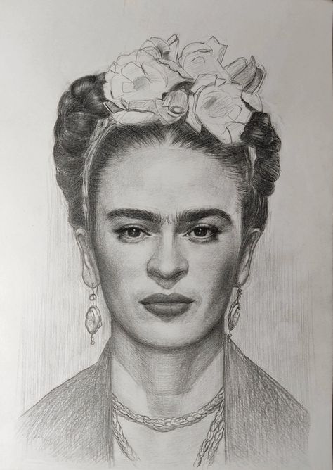 How To Draw Frida Kahlo Step By Step, Frida Kahlo Easy Drawing, Frida Kahlo Drawing Sketches, Pencil Art Drawings Portraits, Frida Sketch, Frida Khalo Drawing, Frida Kahlo Sketch, Drawing Frida Kahlo, Frida Drawing