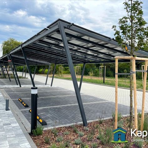 Filling car parks with solar canopies makes a lot of sense. 
✅ Great protection from the elements for vehicles &
✅ The ability to power buildings and fill car batteries. 
🥇Winner🥇? We think so.
Commercial or domestic we have designs to suit all scenarios and situations .. because we are a bespoke steel fabrication engineering company who specialises in carports and canopies. Solar Canopy, Aluminum Carport, Solar Energy Design, Solar Carport, Parking Building, Steel Carports, Carport Canopy, Car Parks, Car Canopy