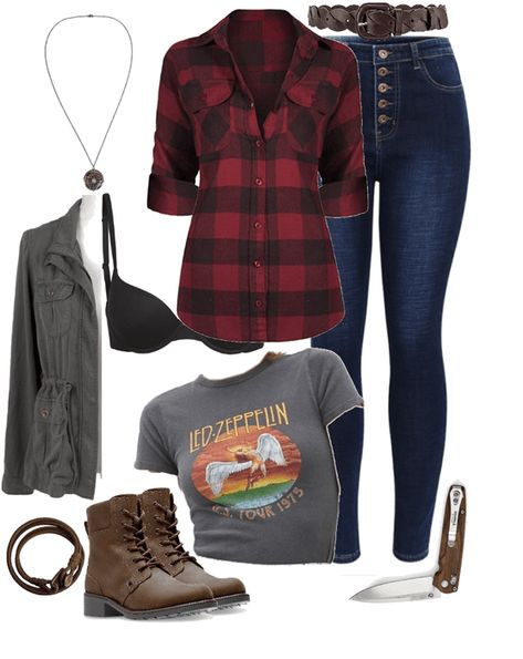 Dean Winchester Clothes Outfits, Winchester Outfit Female, Supernatural Female Outfits, Supernatural Style Inspired Outfits, Supernatural Fashion Inspired Outfits, Supernatural Outfits Ideas, Supernatural Hunter Outfit Female, Supernatural Inspired Outfits Dean, Supernatural Outfits Hunters