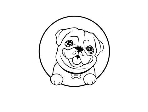 pug dogs logo design template by Shams Jaman Pug Silhouette Tattoo, Pug Logo Design, Pug Tattoo Ideas, Pug Dog Tattoo Design, Cartoon Pug Tattoo, Pug Outline Drawing, Pug Coloring Pages Free Printable, Logo Generator, Pug Tattoo